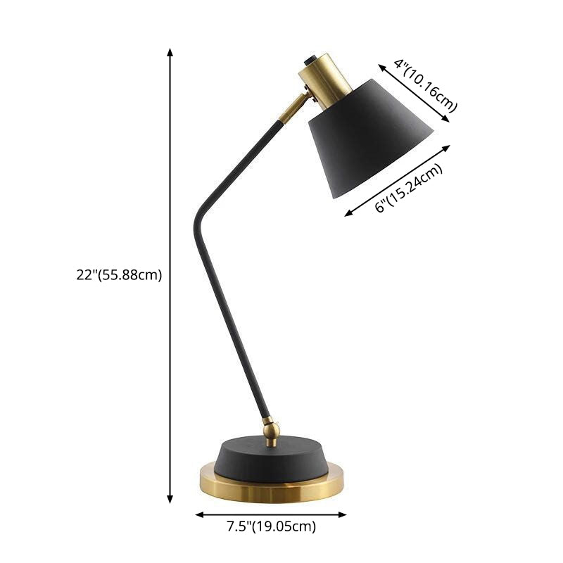 Bend Arm Table Lamp Nordic Metal 1-Bulb Study Room Desk Light with Swivel Shade