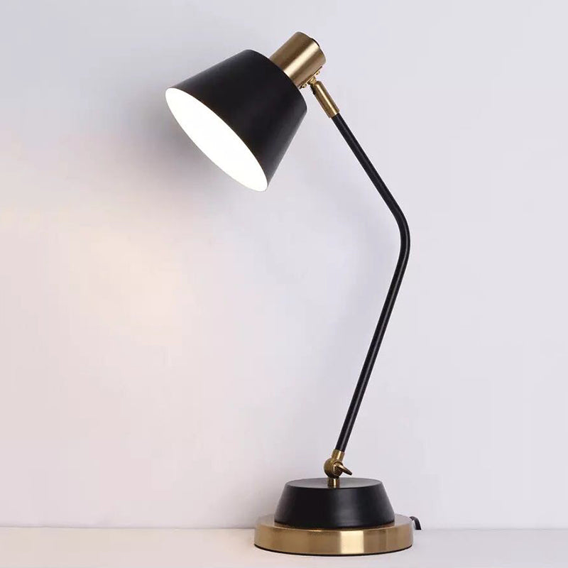 Bend Arm Table Lamp Nordic Metal 1-Bulb Study Room Desk Light with Swivel Shade