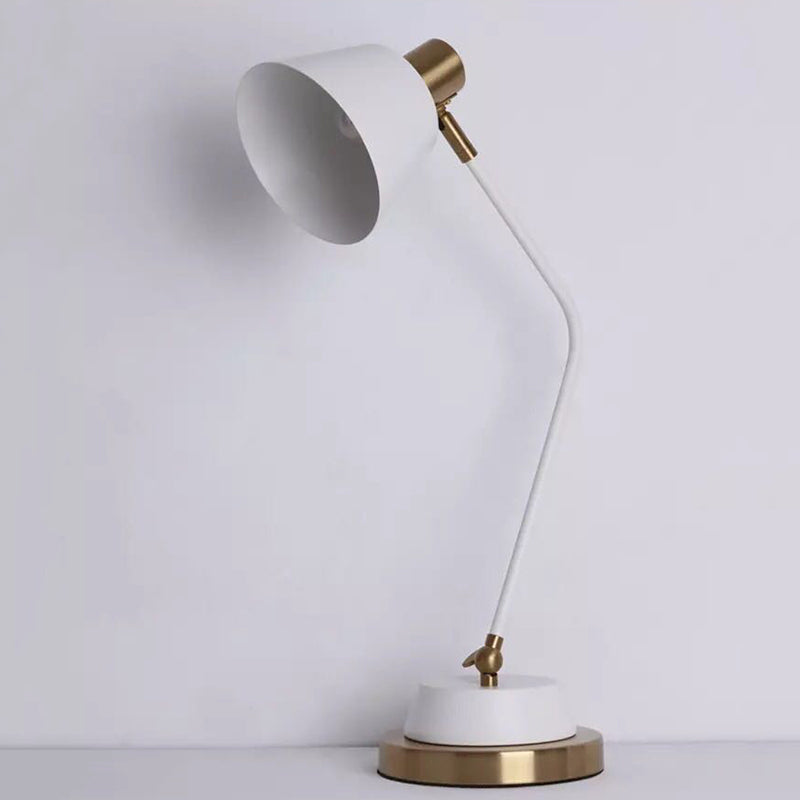 Bend Arm Table Lamp Nordic Metal 1-Bulb Study Room Desk Light with Swivel Shade