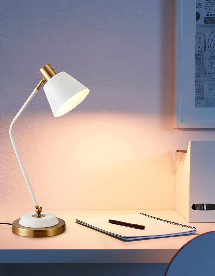 Bend Arm Table Lamp Nordic Metal 1-Bulb Study Room Desk Light with Swivel Shade