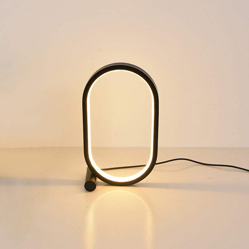 Oval Nightstand Light Simplicity Acrylic Bedside LED Table Light with USB Charging Cord