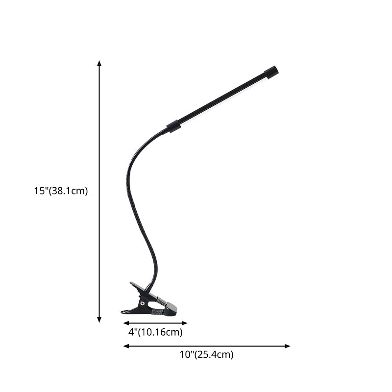 Schwarz Flexible Schwanenhals Klemmung-On-Schreibtisch Lampe moderne LED-Aluminium-Leuchtdichte für Schlafsaalraum