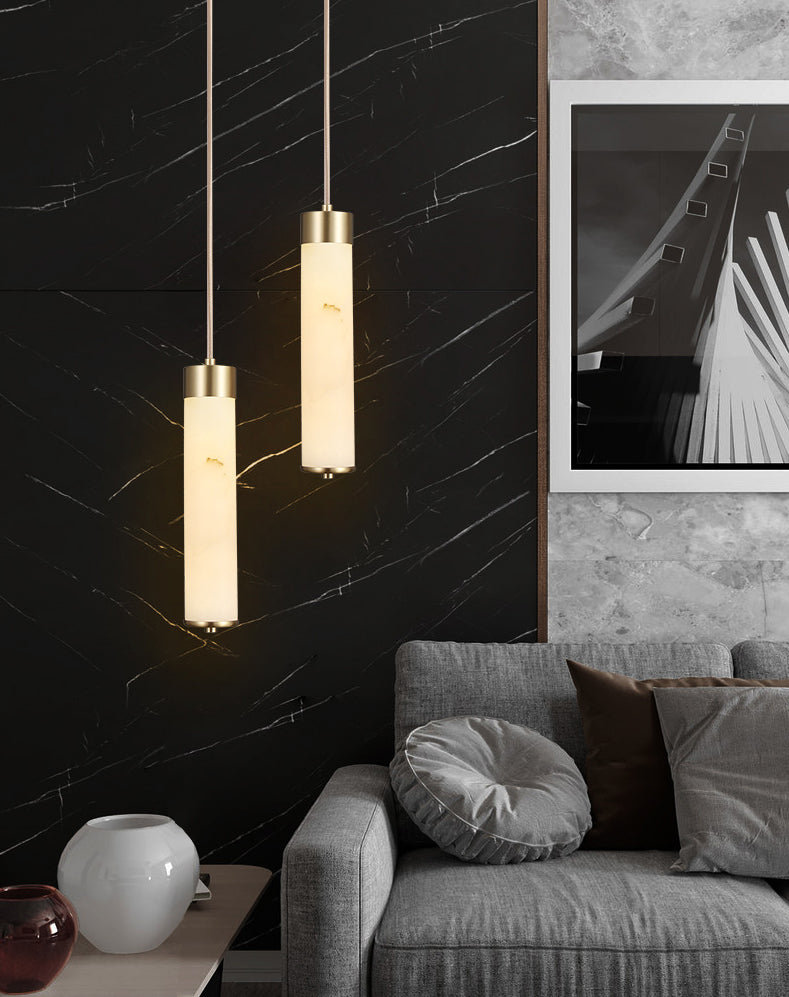 Steencilinder hanger verlichting armatuur moderne stijl led messing plafond hanglampje