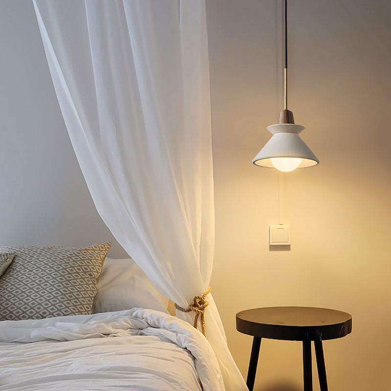 White Cone Pendant Lighting Fixture Nordic Style Cement Suspension Pendant Light