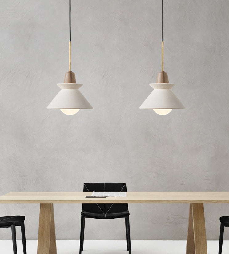 White Cone Pendant Lighting Fixture Nordic Style Cement Suspension Pendant Light