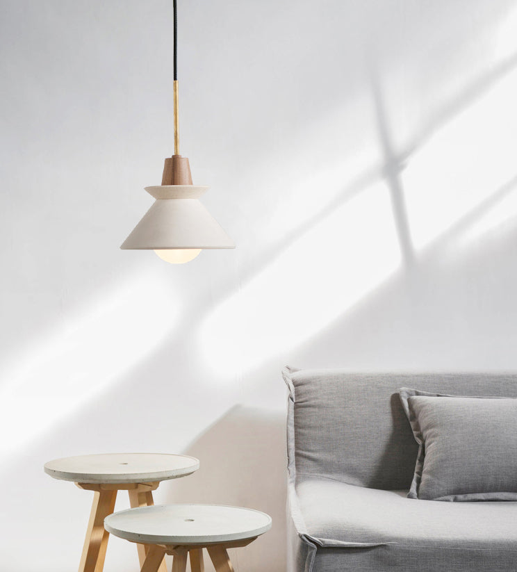White Cone Pendant Lighting Fixture Nordic Style Cement Suspension Pendant Light