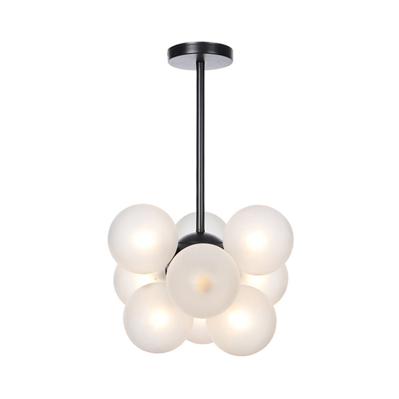 Lámpara de techo para sala de estar con 9 luces de vidrio gris/blanco/rojo iluminación semi empotrada de globo minimalista en negro/latón/cromo