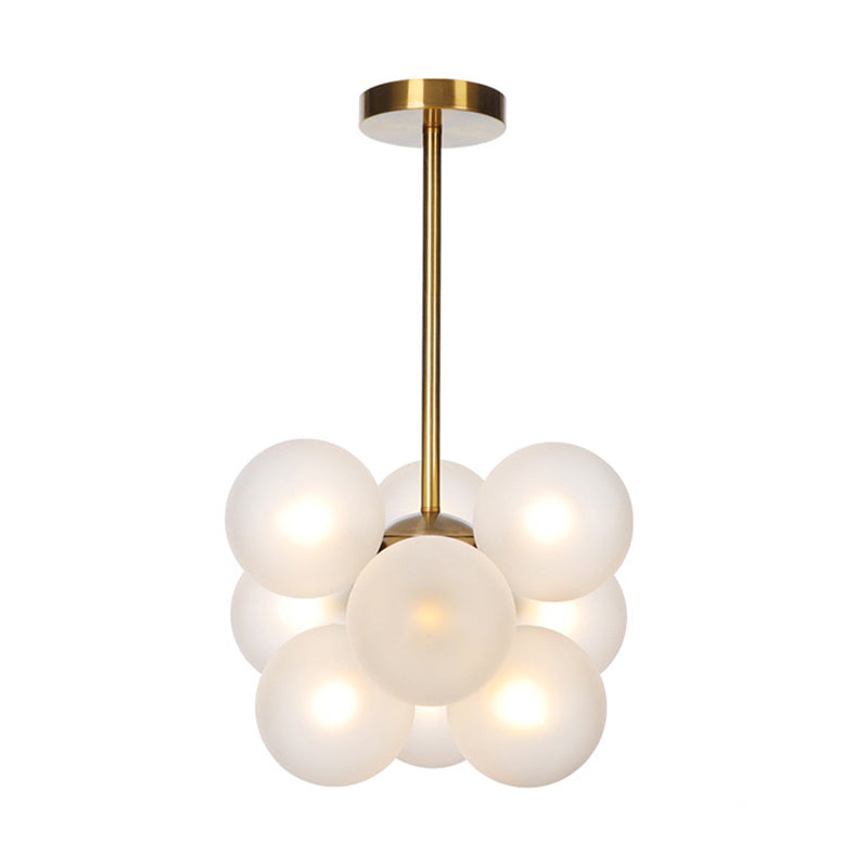 Lámpara de techo para sala de estar con 9 luces de vidrio gris/blanco/rojo iluminación semi empotrada de globo minimalista en negro/latón/cromo