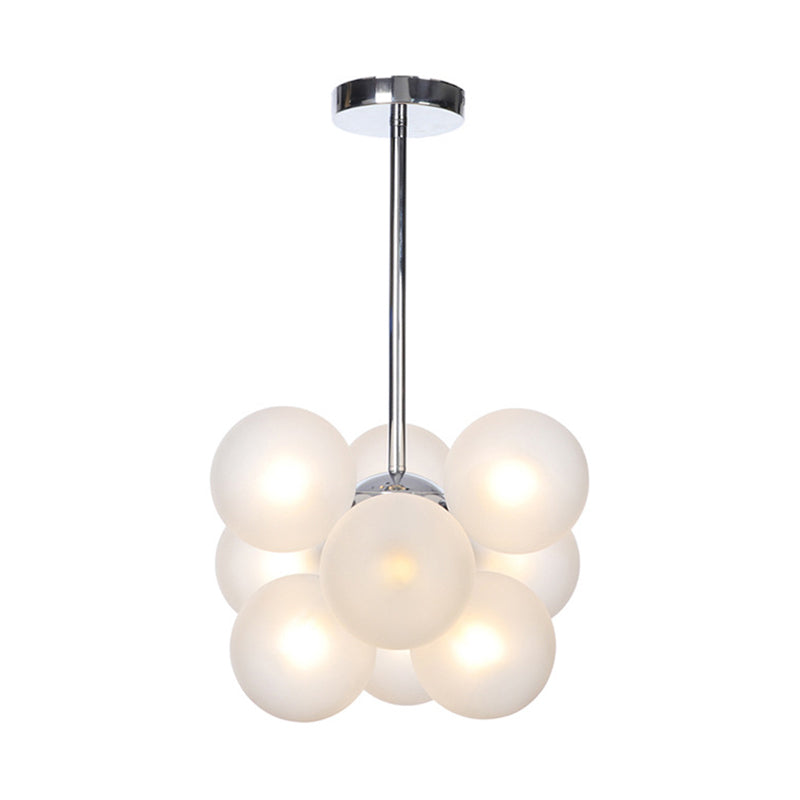 Lámpara de techo para sala de estar con 9 luces de vidrio gris/blanco/rojo iluminación semi empotrada de globo minimalista en negro/latón/cromo