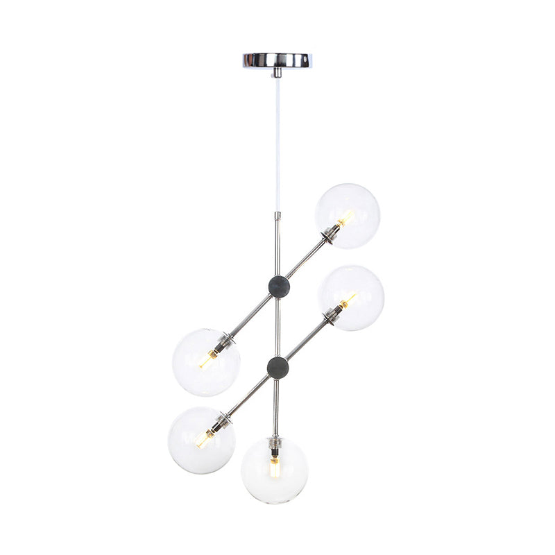 Lampella rotonda Light Light Contemporary White/Clear/Amber Glass 5 Luci Kit lampada a sospensione cromata