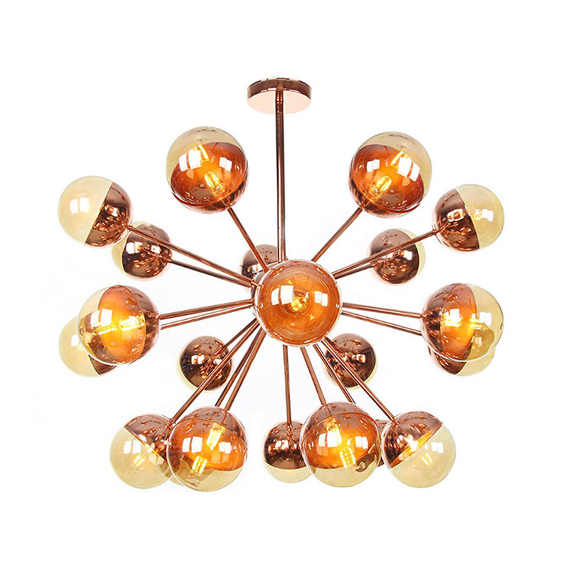 Globe Dining Room Semi Flush Mount White/Clear/Smoke Grey Glass 9/12/15 Lights Contemporary Semi Flush Light in Copper/Chrome/Gold