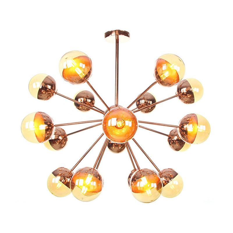 Globe Dining Room Semi Flush Mount White/Clear/Smoke Grey Glass 9/12/15 Lights Contemporary Semi Flush Light in Copper/Chrome/Gold