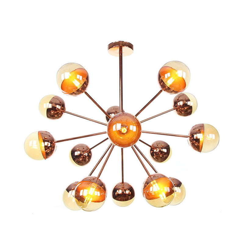 Globe Dining Room Semi Flush Mount White/Clear/Smoke Grey Glass 9/12/15 Lights Contemporary Semi Flush Light in Copper/Chrome/Gold