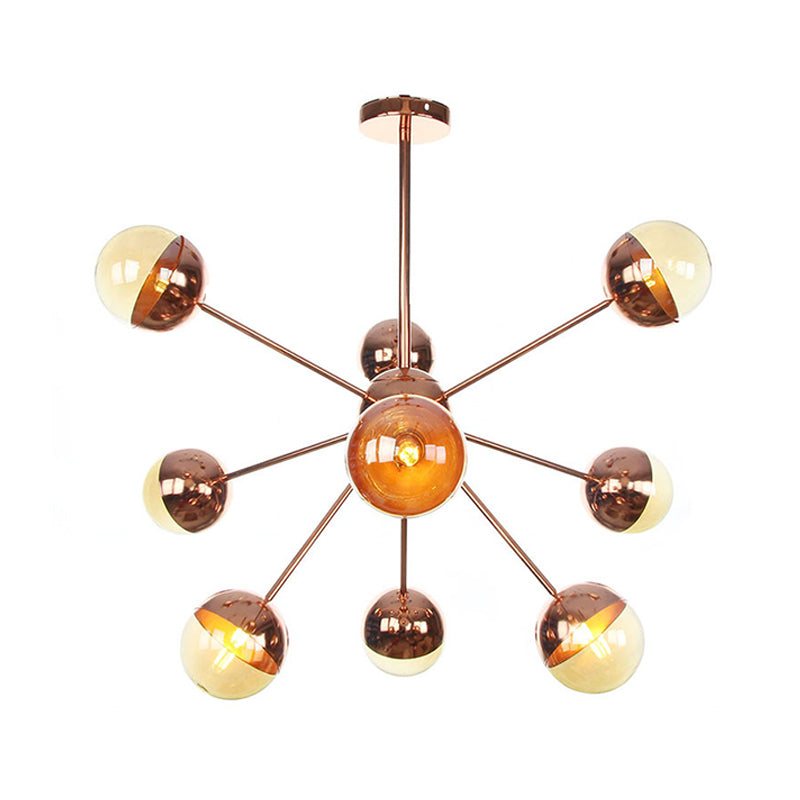Globe Dining Room Semi Flush Mount White/Clear/Smoke Grey Glass 9/12/15 Lights Contemporary Semi Flush Light in Copper/Chrome/Gold