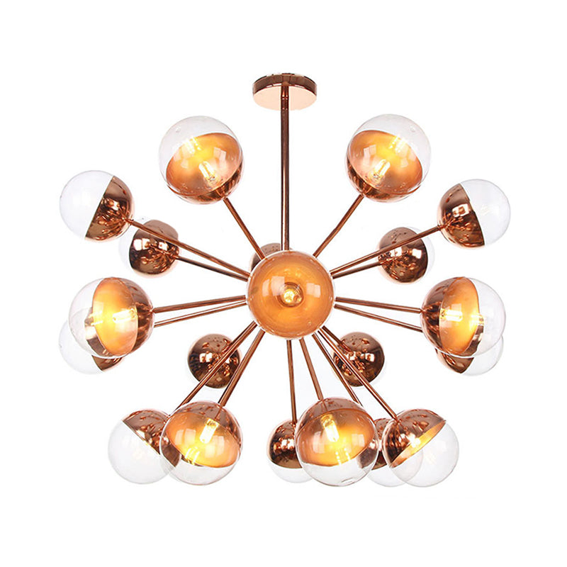 Globe Dining Room Semi Flush Mount White/Clear/Smoke Grey Glass 9/12/15 Lights Contemporary Semi Flush Light in Copper/Chrome/Gold