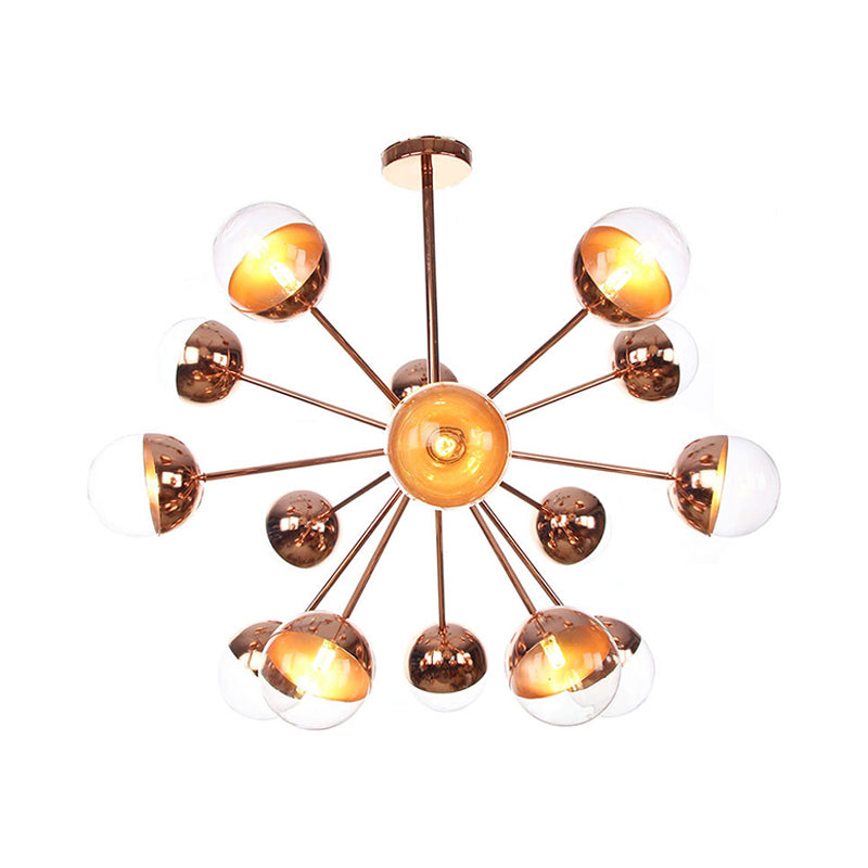 Globe Dining Room Semi Flush Mount White/Clear/Smoke Grey Glass 9/12/15 Lights Contemporary Semi Flush Light in Copper/Chrome/Gold
