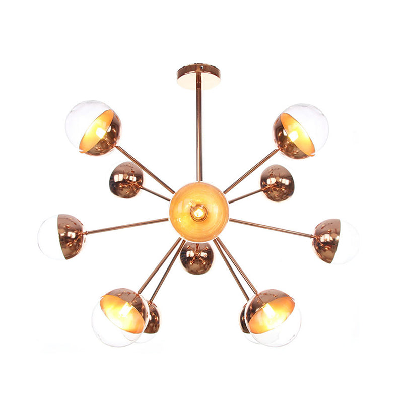 Globe Dining Room Semi Flush Mount White/Clear/Smoke Grey Glass 9/12/15 Lights Contemporary Semi Flush Light in Copper/Chrome/Gold
