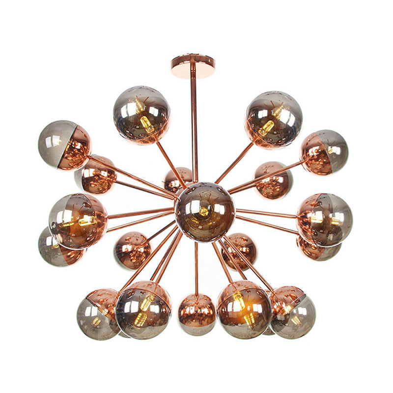 Globe Dining Room Semi Flush Mount White/Clear/Smoke Grey Glass 9/12/15 Lights Contemporary Semi Flush Light in Copper/Chrome/Gold