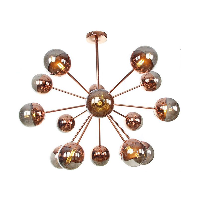 Globe Dining Room Semi Flush Mount White/Clear/Smoke Grey Glass 9/12/15 Lights Contemporary Semi Flush Light in Copper/Chrome/Gold