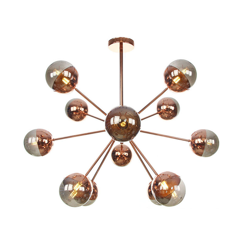 Globe Dining Room Semi Flush Mount White/Clear/Smoke Grey Glass 9/12/15 Lights Contemporary Semi Flush Light in Copper/Chrome/Gold