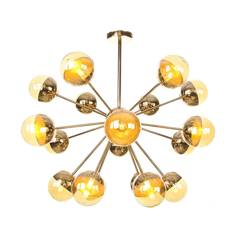 Globe Dining Room Semi Flush Mount White/Clear/Smoke Grey Glass 9/12/15 Lights Contemporary Semi Flush Light in Copper/Chrome/Gold