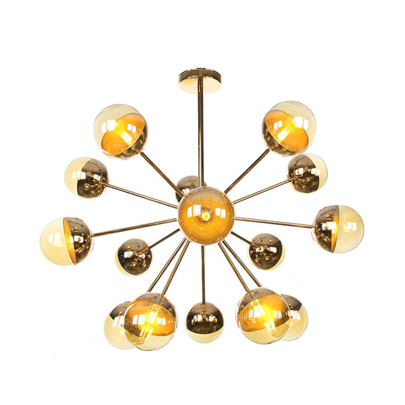 Globe Dining Room Semi Flush Mount White/Clear/Smoke Grey Glass 9/12/15 Lights Contemporary Semi Flush Light in Copper/Chrome/Gold