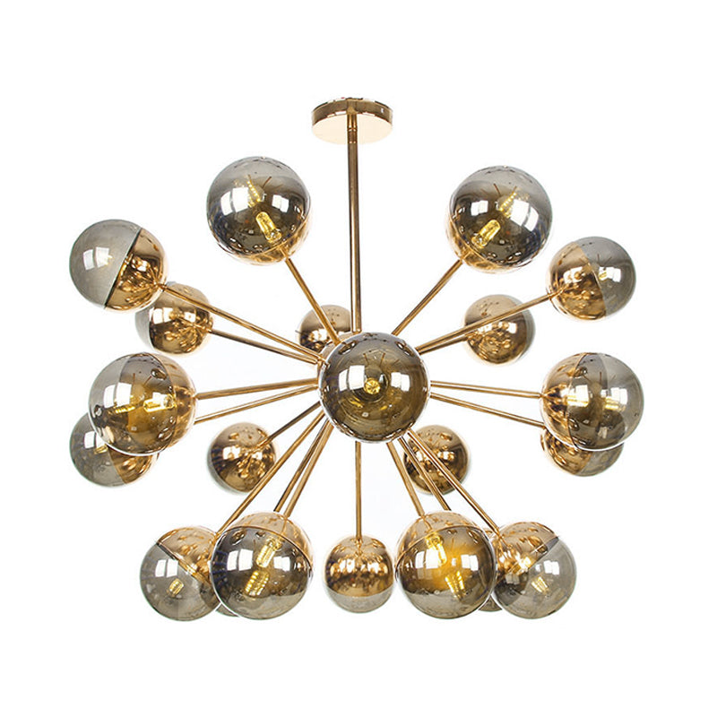 Globe Dining Room Semi Flush Mount White/Clear/Smoke Grey Glass 9/12/15 Lights Contemporary Semi Flush Light in Copper/Chrome/Gold