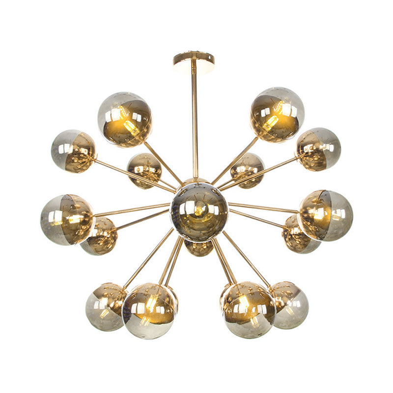 Globe Dining Room Semi Flush Mount White/Clear/Smoke Grey Glass 9/12/15 Lights Contemporary Semi Flush Light in Copper/Chrome/Gold