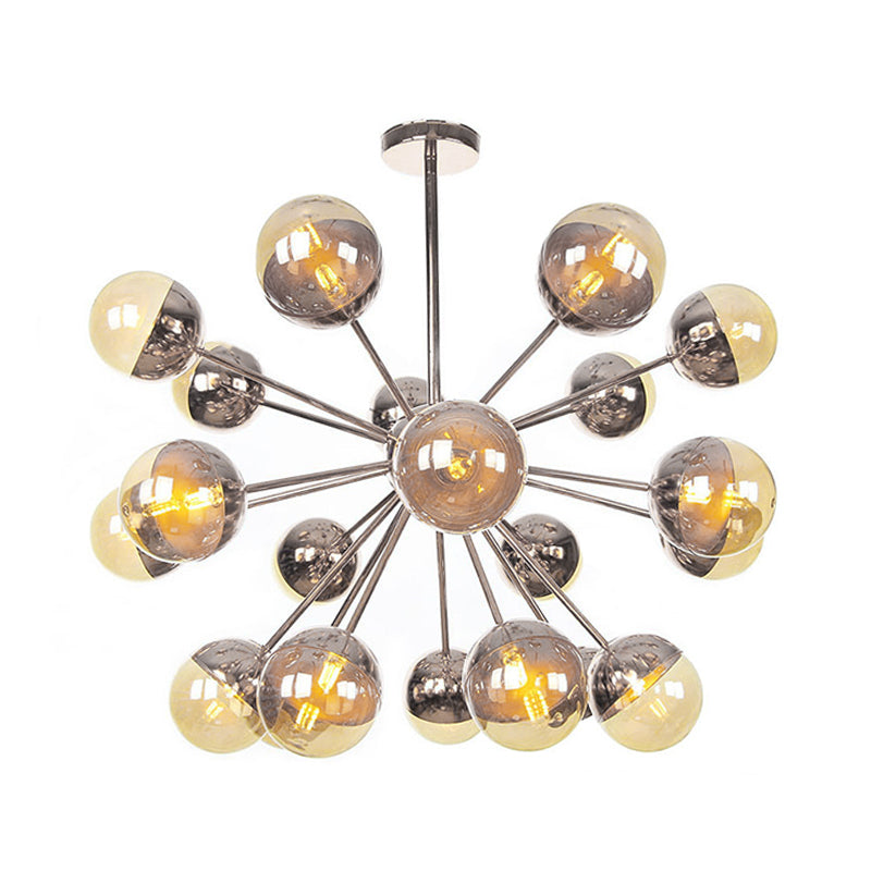 Globe Dining Room Semi Flush Mount White/Clear/Smoke Grey Glass 9/12/15 Lights Contemporary Semi Flush Light in Copper/Chrome/Gold