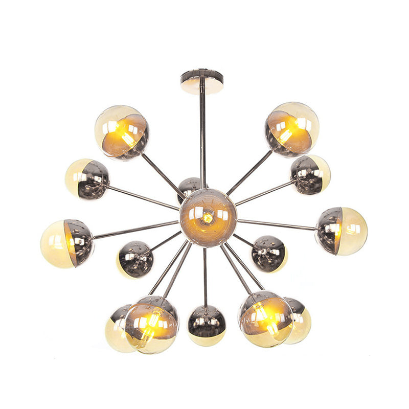 Globe Dining Room Semi Flush Mount White/Clear/Smoke Grey Glass 9/12/15 Lights Contemporary Semi Flush Light in Copper/Chrome/Gold