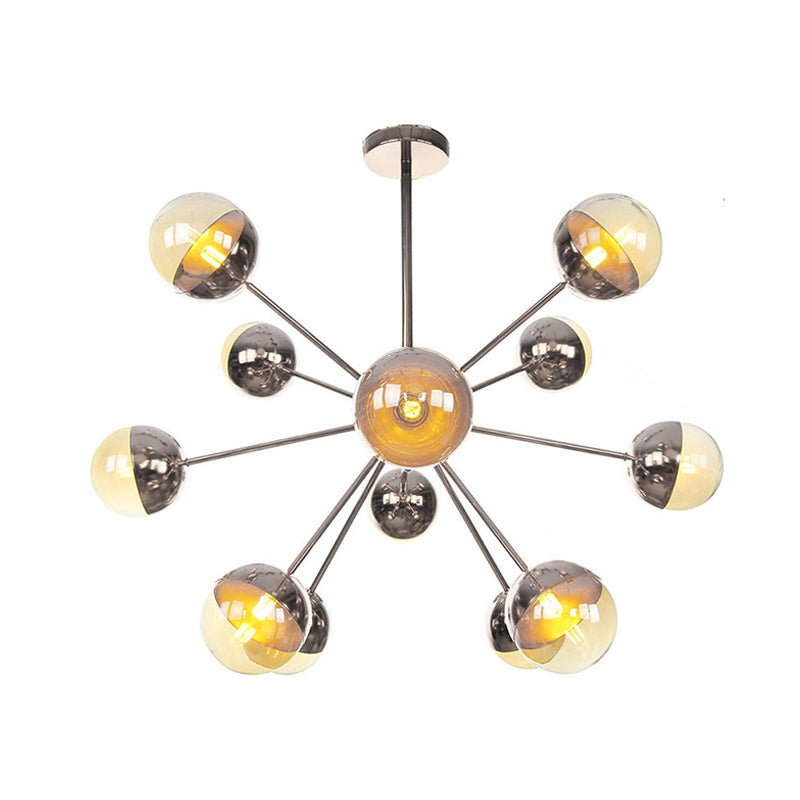 Globe Dining Room Semi Flush Mount White/Clear/Smoke Grey Glass 9/12/15 Lights Contemporary Semi Flush Light in Copper/Chrome/Gold