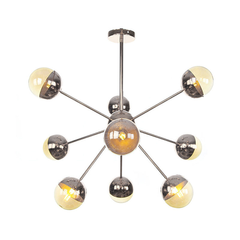 Globe Dining Room Semi Flush Mount White/Clear/Smoke Grey Glass 9/12/15 Lights Contemporary Semi Flush Light in Copper/Chrome/Gold