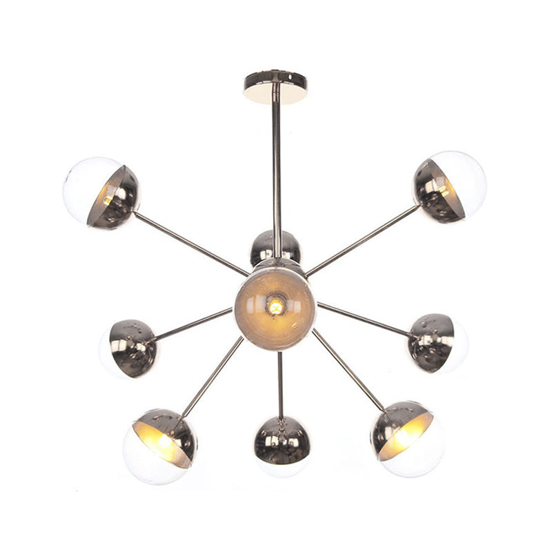 Globe Dining Room Semi Flush Mount White/Clear/Smoke Grey Glass 9/12/15 Lights Contemporary Semi Flush Light in Copper/Chrome/Gold