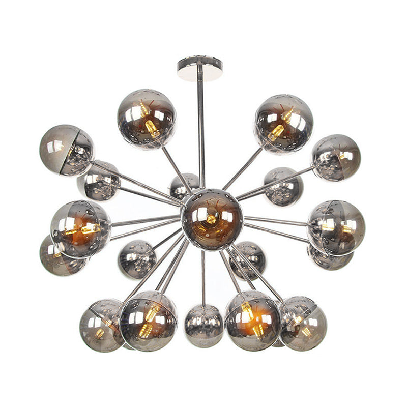 Globe Dining Room Semi Flush Mount White/Clear/Smoke Grey Glass 9/12/15 Lights Contemporary Semi Flush Light in Copper/Chrome/Gold