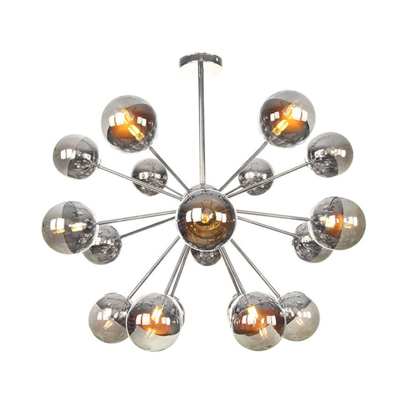 Globe Dining Room Semi Flush Mount White/Clear/Smoke Grey Glass 9/12/15 Lights Contemporary Semi Flush Light in Copper/Chrome/Gold