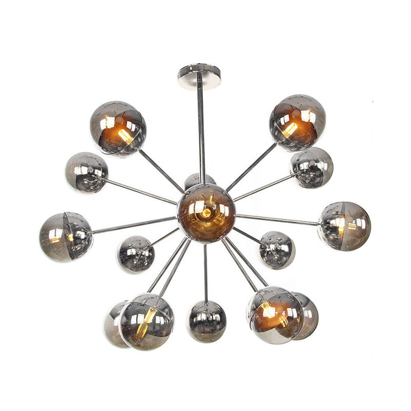 Globe Dining Room Semi Flush Mount White/Clear/Smoke Grey Glass 9/12/15 Lights Contemporary Semi Flush Light in Copper/Chrome/Gold