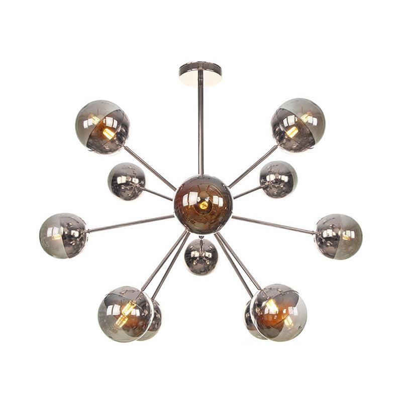 Globe Dining Room Semi Flush Mount White/Clear/Smoke Grey Glass 9/12/15 Lights Contemporary Semi Flush Light in Copper/Chrome/Gold