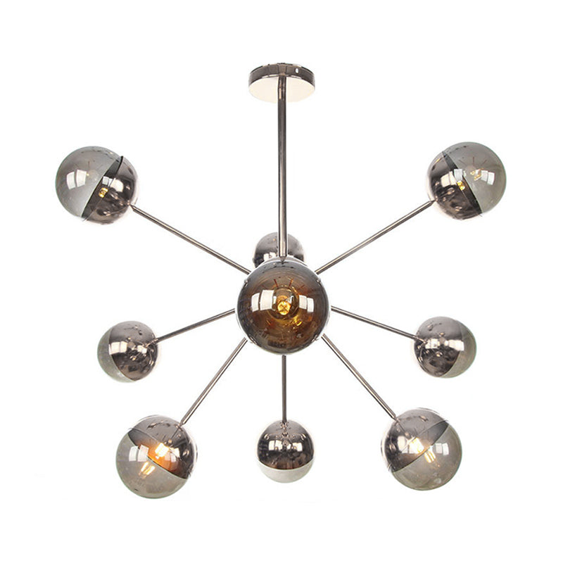 Globe Dining Room Semi Flush Mount White/Clear/Smoke Grey Glass 9/12/15 Lights Contemporary Semi Flush Light in Copper/Chrome/Gold