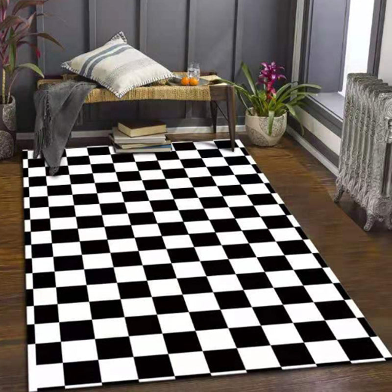Solid Color Home Decoration Carpet Simplicity Checkered Area Rug Polyester with Non-Slip Backing Rug
