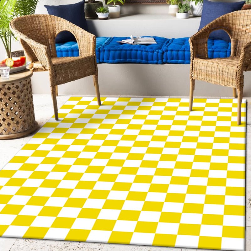 Solid Color Home Decoration Carpet Simplicity Checkered Area Rug Polyester with Non-Slip Backing Rug