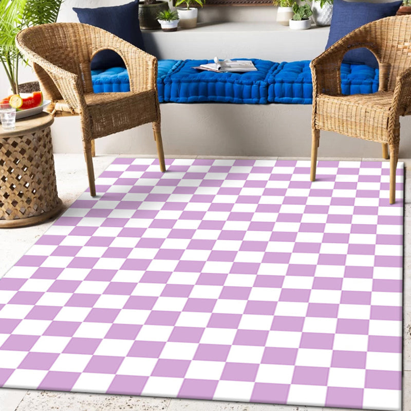 Solid Color Home Decoration Carpet Simplicity Checkered Area Rug Polyester with Non-Slip Backing Rug
