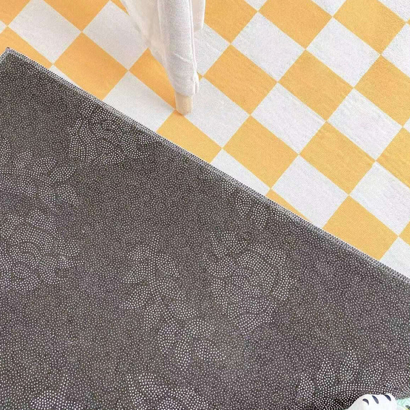 Solid Color Home Decoration Carpet Simplicity Checkered Area Rug Polyester with Non-Slip Backing Rug