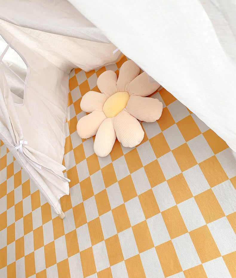 Solid Color Home Decoration Carpet Simplicity Checkered Area Rug Polyester with Non-Slip Backing Rug