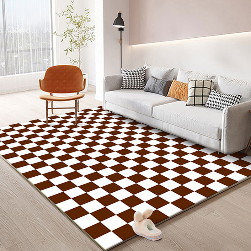 Solid Color Home Decoration Carpet Simplicity Checkered Area Rug Polyester with Non-Slip Backing Rug