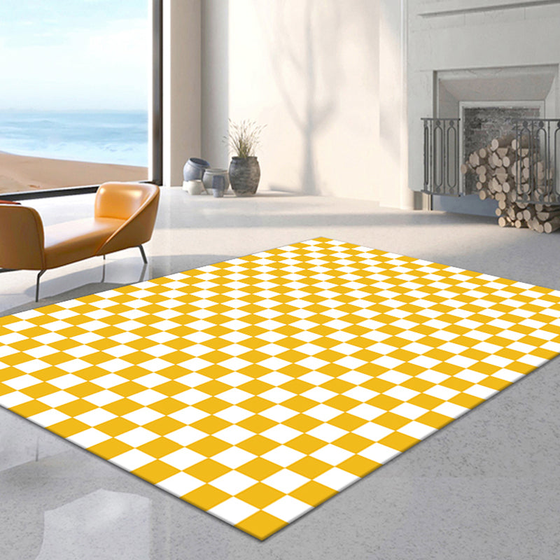 Solid Color Modern Area Carpet Polyester Gingham Indoor Rug Anti-Slip Backing Carpet for Living Room