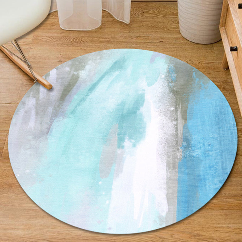 Multi-Color Simplicity Area Rug Watercolor Printed Round Rug Friendly Washable Carpet for Home Decor