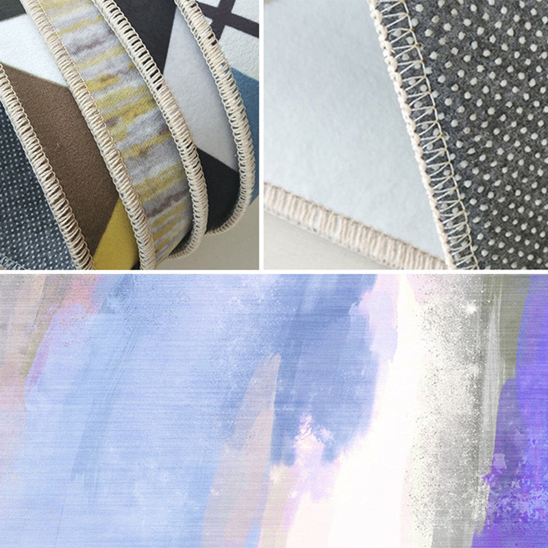 Multi-Color Simplicity Area Rug Watercolor Printed Round Rug Friendly Washable Carpet for Home Decor