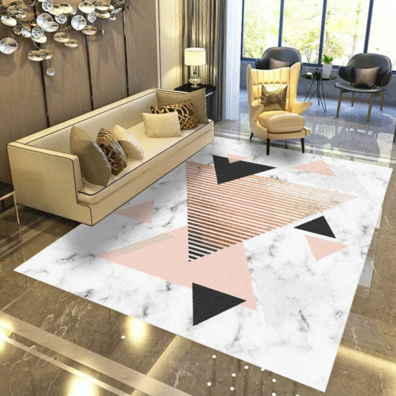 Creative Marble Print Rug Trendy Abstract Carpet Polyester Non-Slip Backing Rug for Living Room