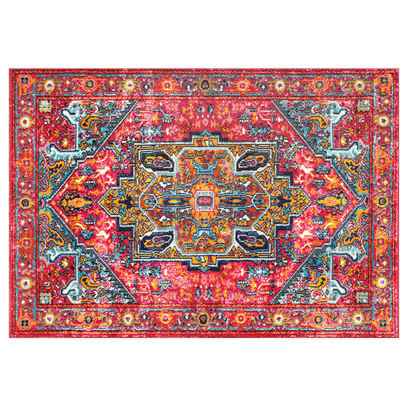 Multicolor Persian Indoor Rug Polyester Tribal Print Rug Non-Slip Backing Indoor Rug for Home Decor