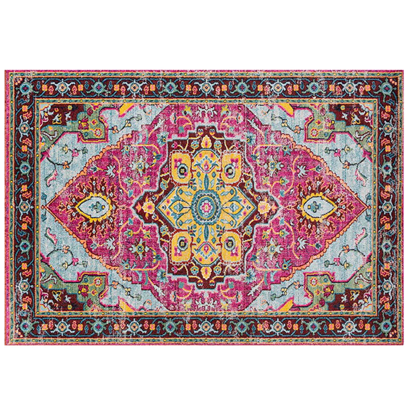 Multicolor Persian Indoor Rug Polyester Tribal Print Rug Non-Slip Backing Indoor Rug for Home Decor